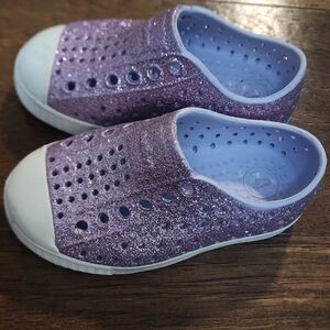Native Glittery Purple Kids Sneakers